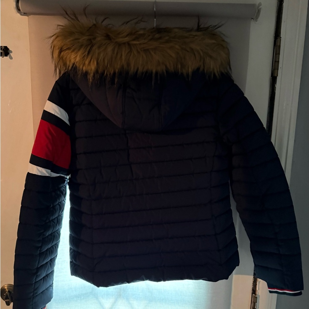 Tommy Hilfiger Navy Jacket with Fur Hood